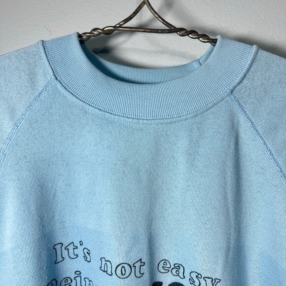 Vintage 80s Size XXL Blue Its Not Easy Being Mom Horse Sweatshirt Equestrian - Picture 9 of 12